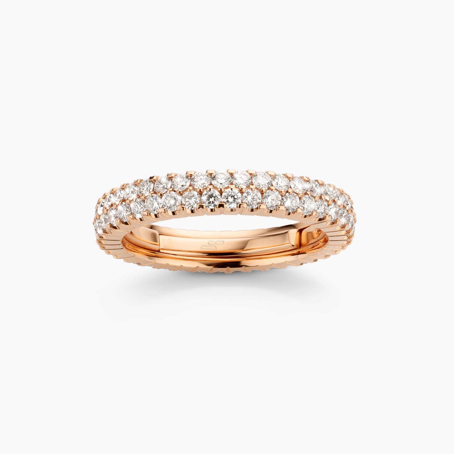 Rose gold ring Extensible set with diamonds made by Demeglio