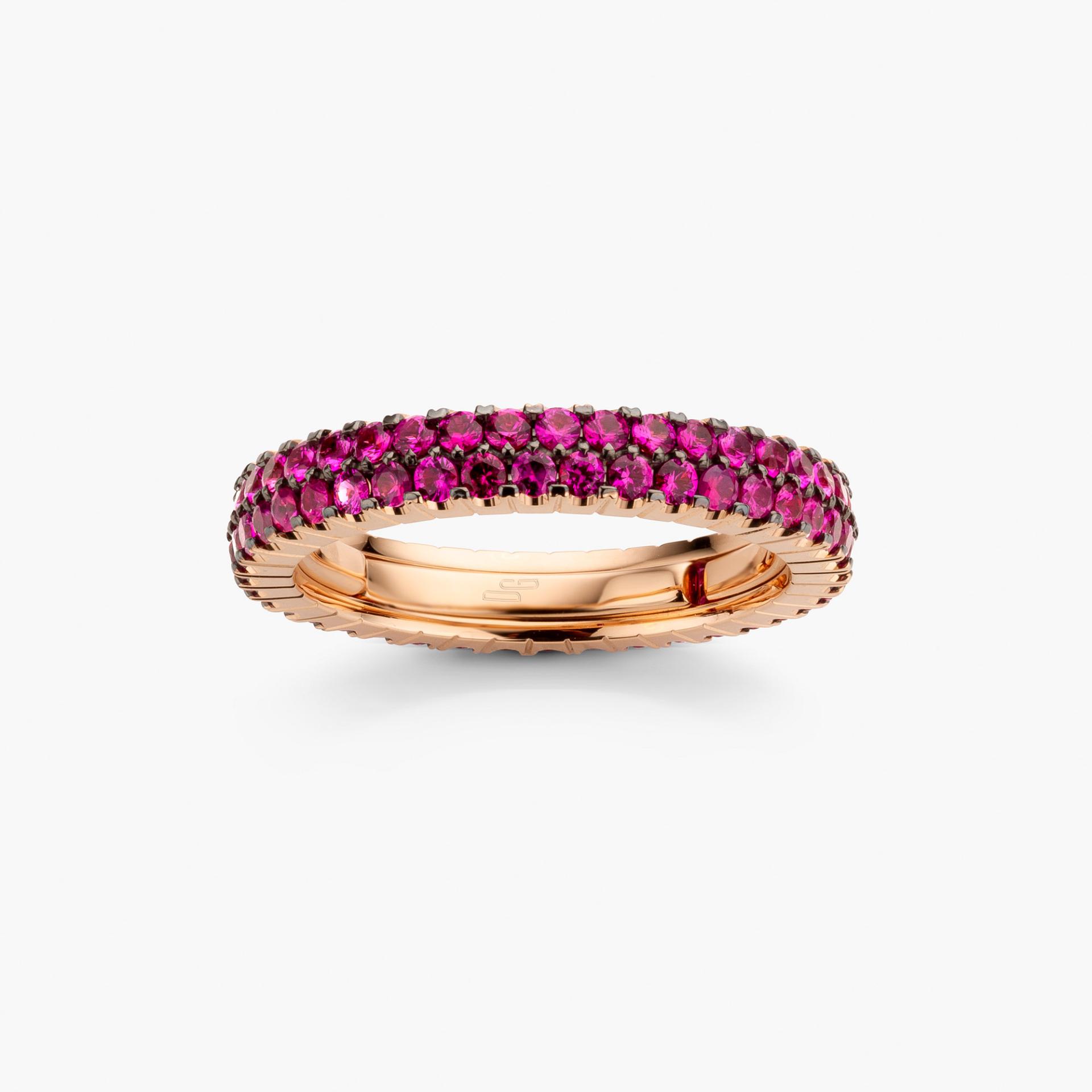 Rose gold ring Extensible set with rubies made by Demeglio