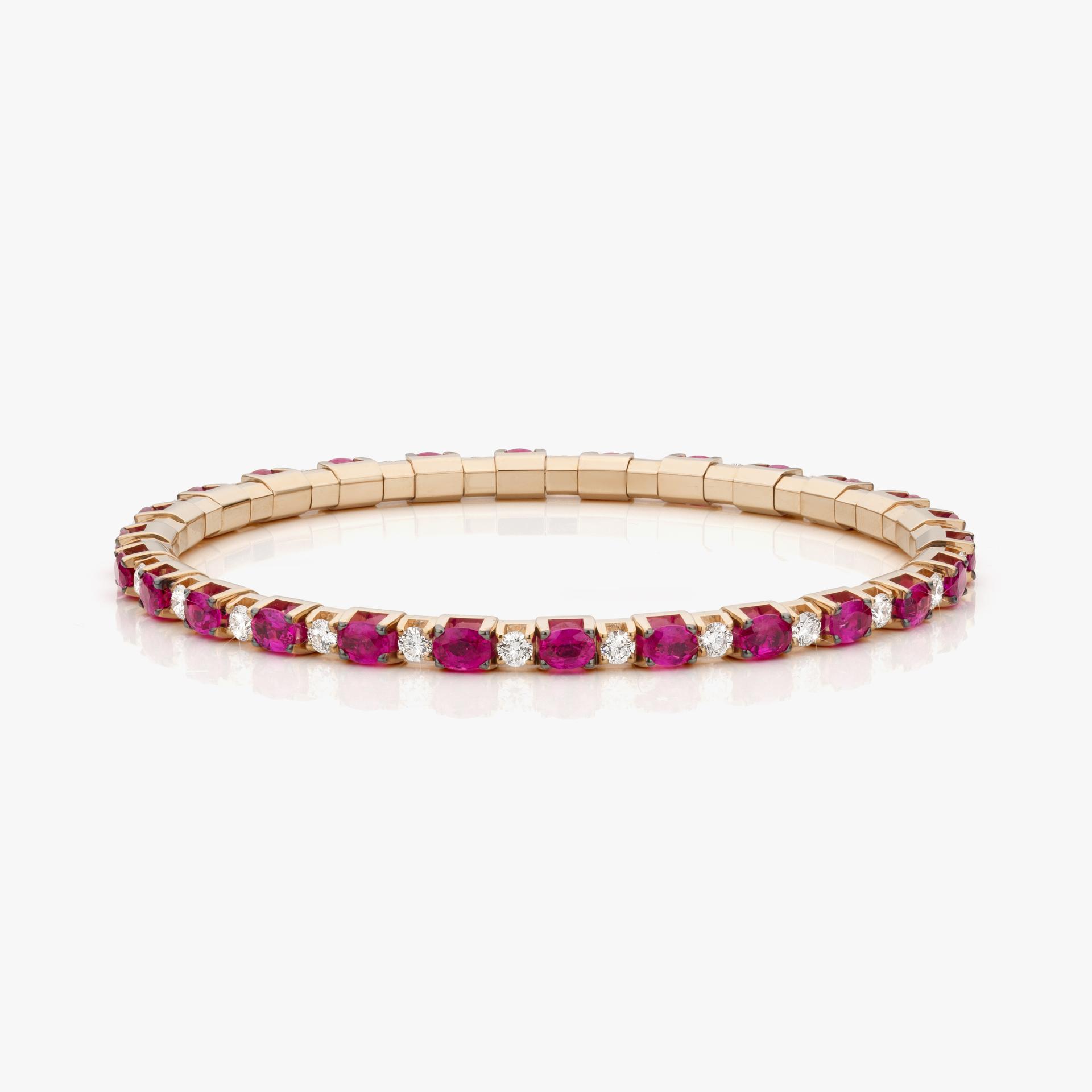 Rose gold bracelet Extensible set with diamonds and rubies made by Demeglio